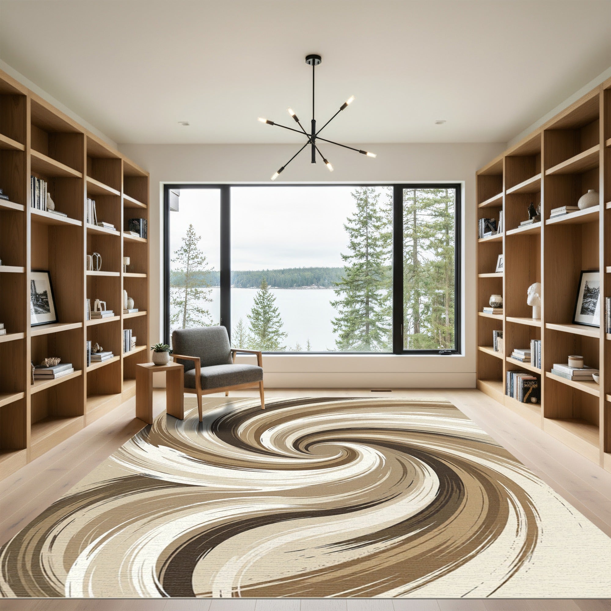 Rich Umber Flowing Strokes Rug