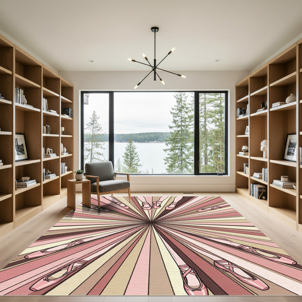 Pink Ballet Flats Radial Burst Rug