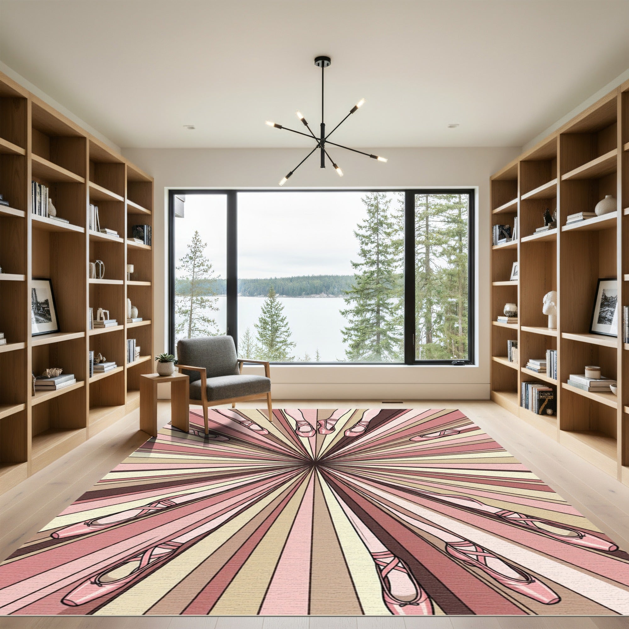 Pink Ballet Flats Radial Burst Rug