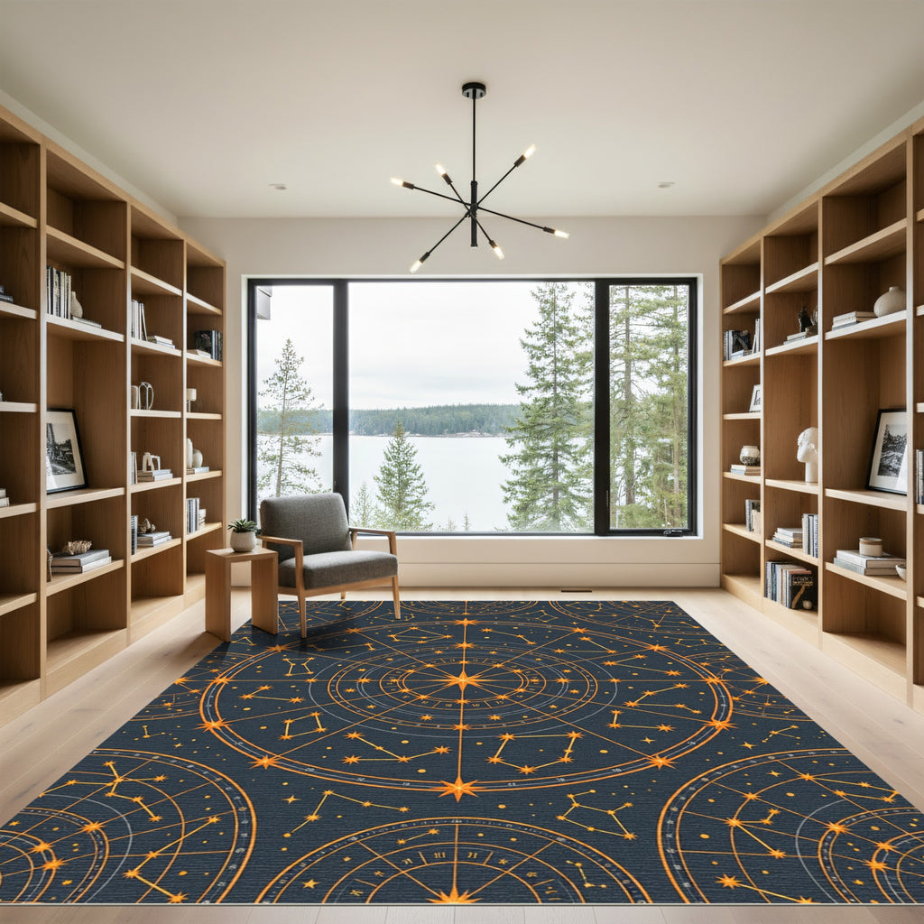 Celestial Navy Gold Constellation Map Rug
