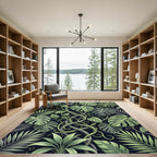 Tropical Jungle Leaf Swirl Rug