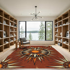 Earthy Terracotta Celestial Sunburst Radiance Rug