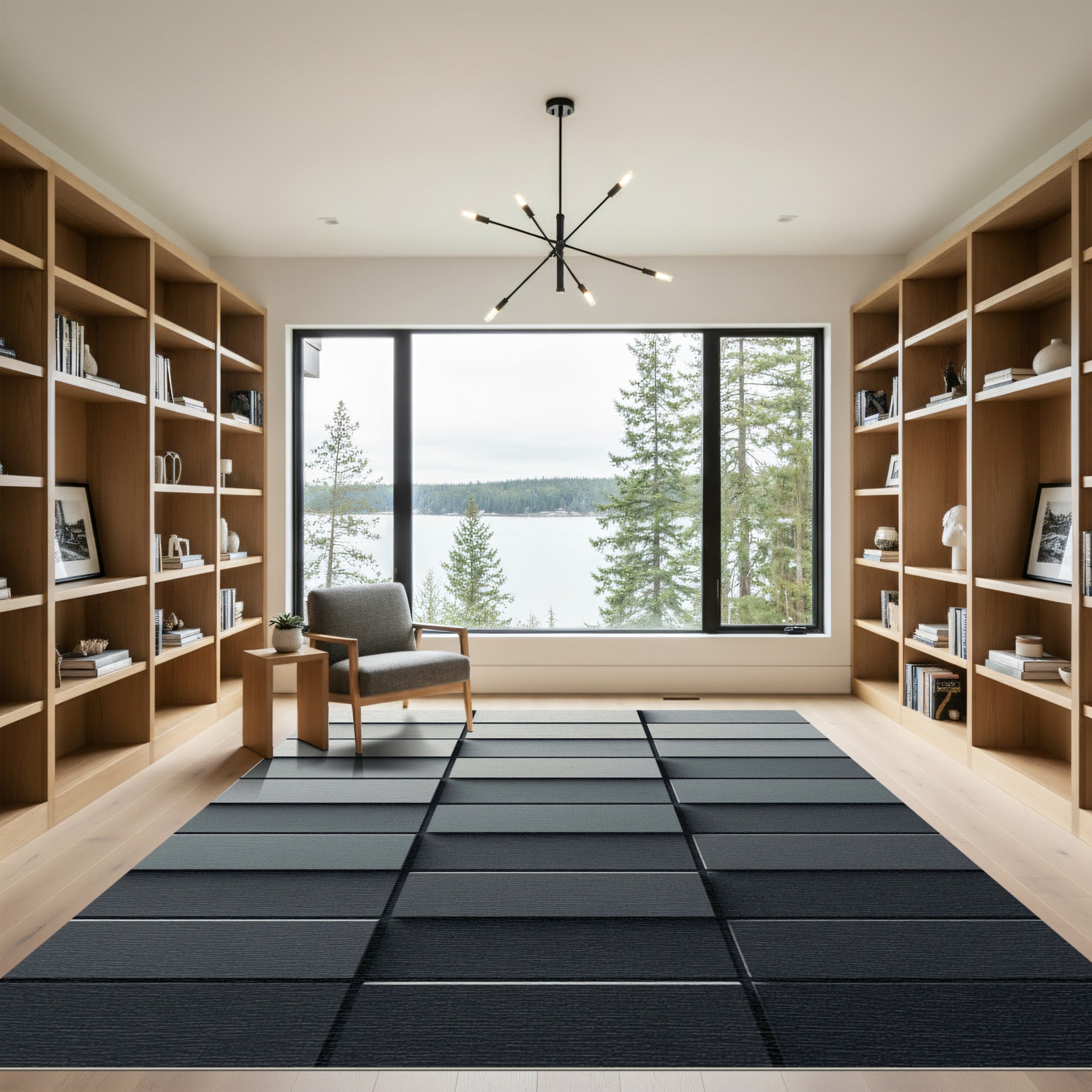 Modern Gray Stacked Brick Rectangle Rug