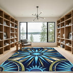 Blue Green Sunburst Celestial Rug