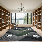Monochrome Soccer Ball Flowing Net Rug