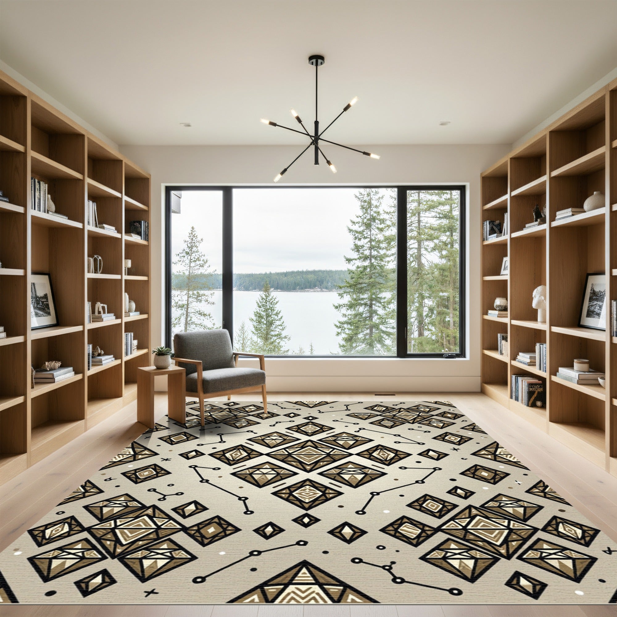 Golden Diamond Constellation Geometric Rug