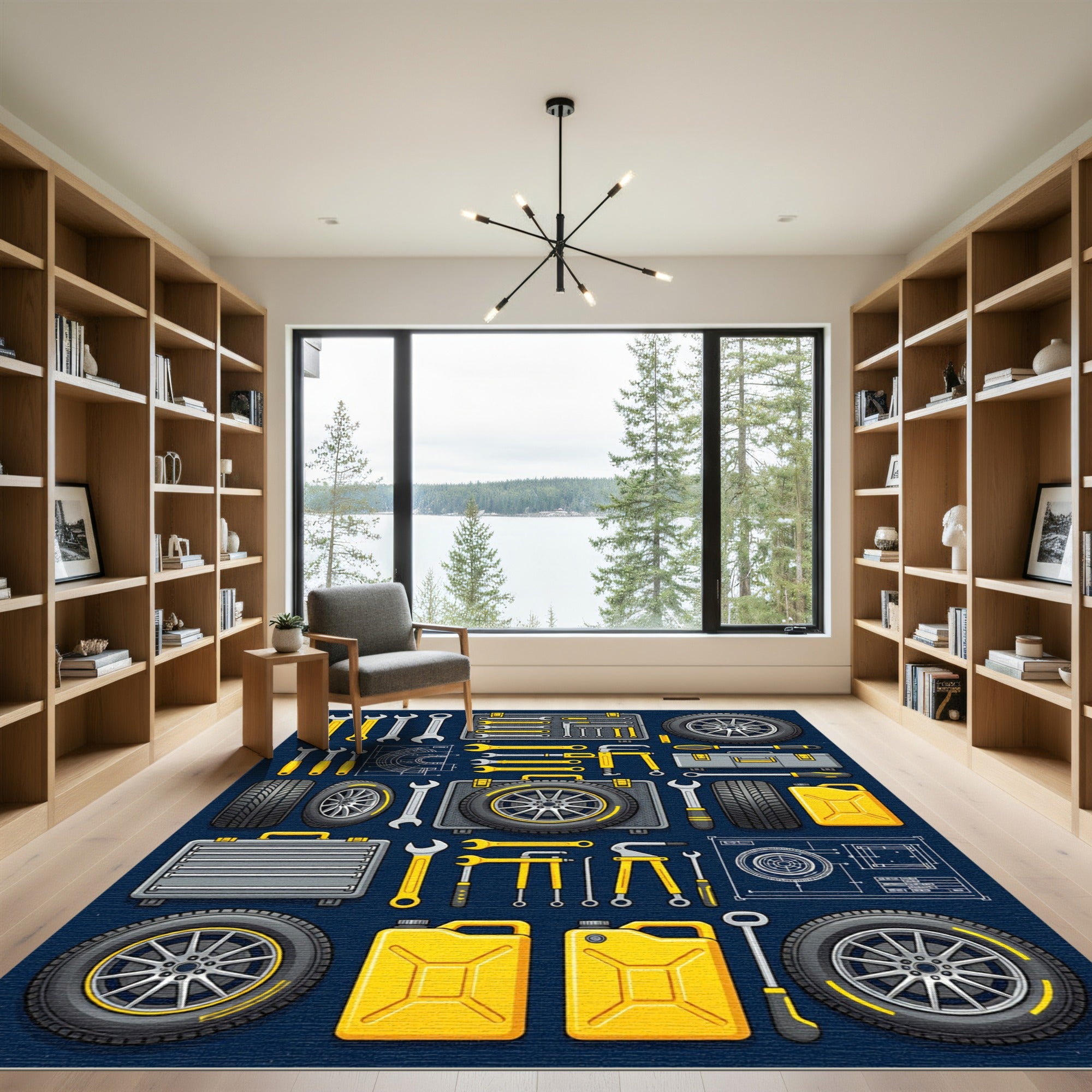 Automotive Industrial Wrench and Tire Grid Rug