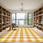 Sunny Yellow Classic Gingham Check Rug