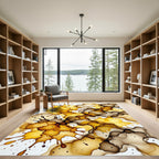 Earthy Gold and Brown Ink Splash Rug