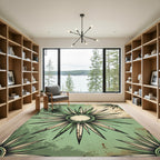 Vintage Sage Starburst Compass Medallion Rug