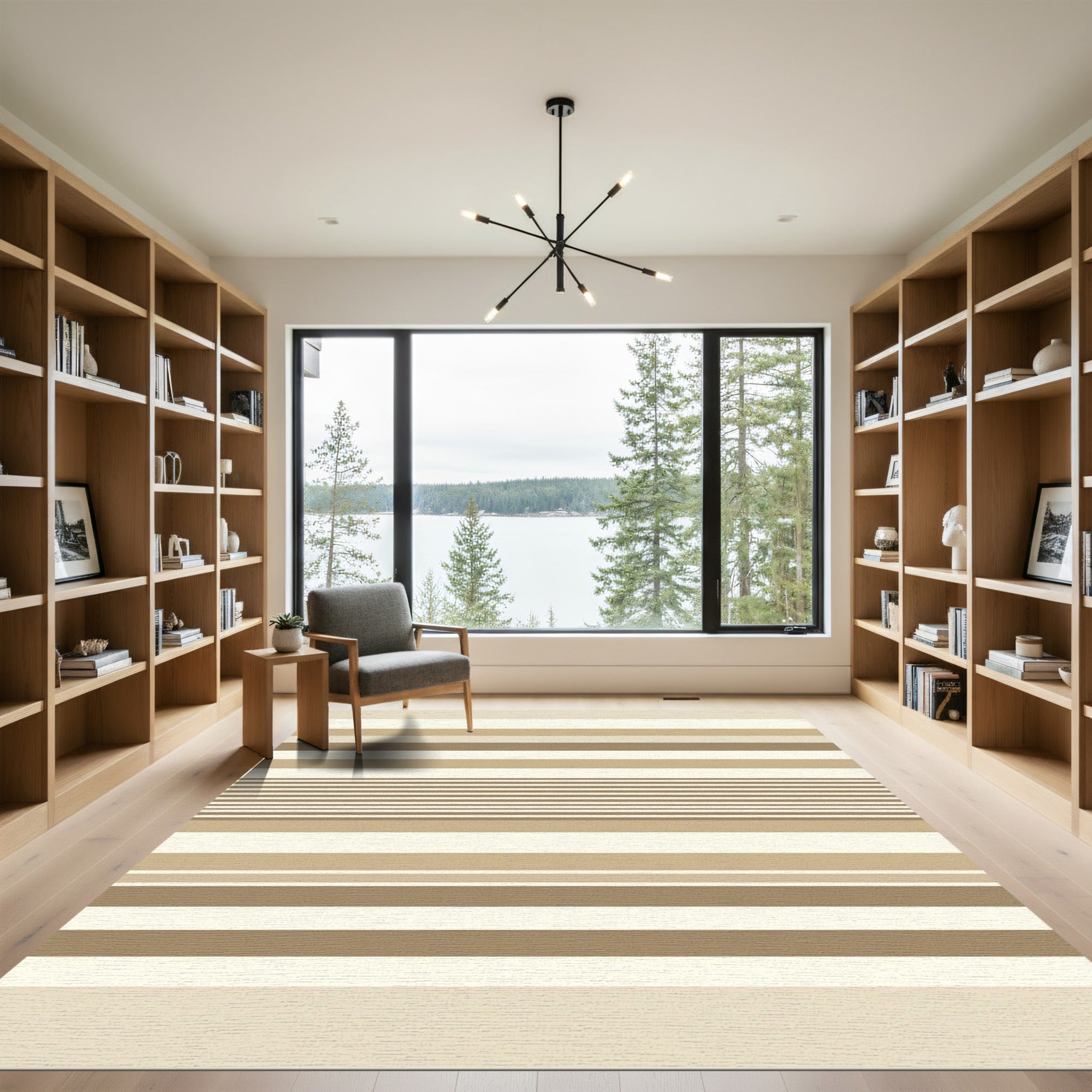 Earthy Neutral Tone Stripe Rug