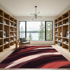 Crimson Brushstroke Swirl Rug