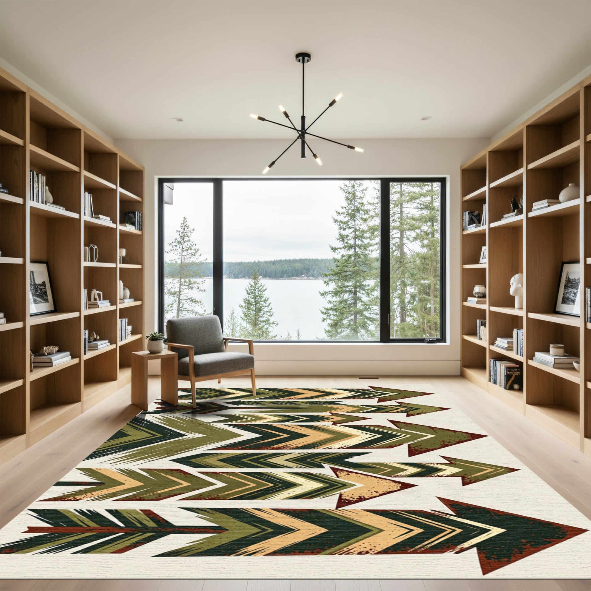 Rustic Geometric Arrow Composition Rug