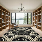 Art Deco Black And White Ripple Rug