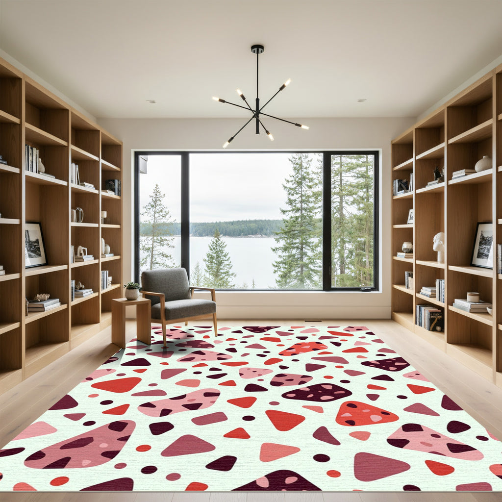 Modern Abstract Blush and Terracotta Terrazzo Rug