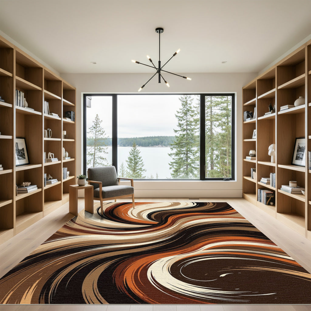 Earthy Swirl Abstract Flow Rug