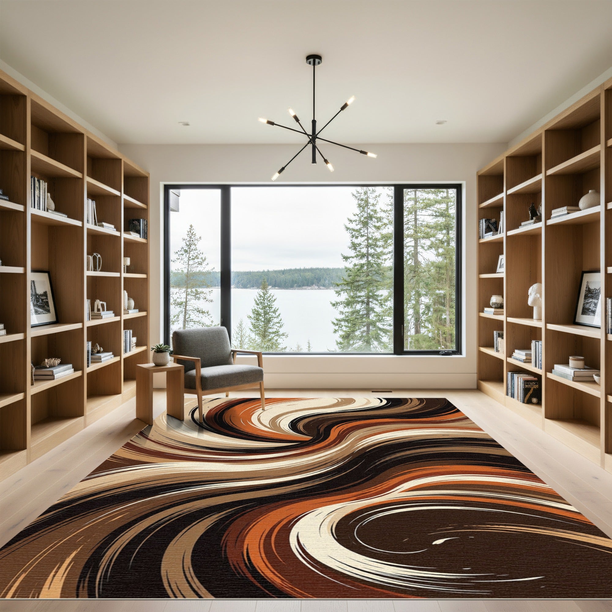 Earthy Swirl Abstract Flow Rug