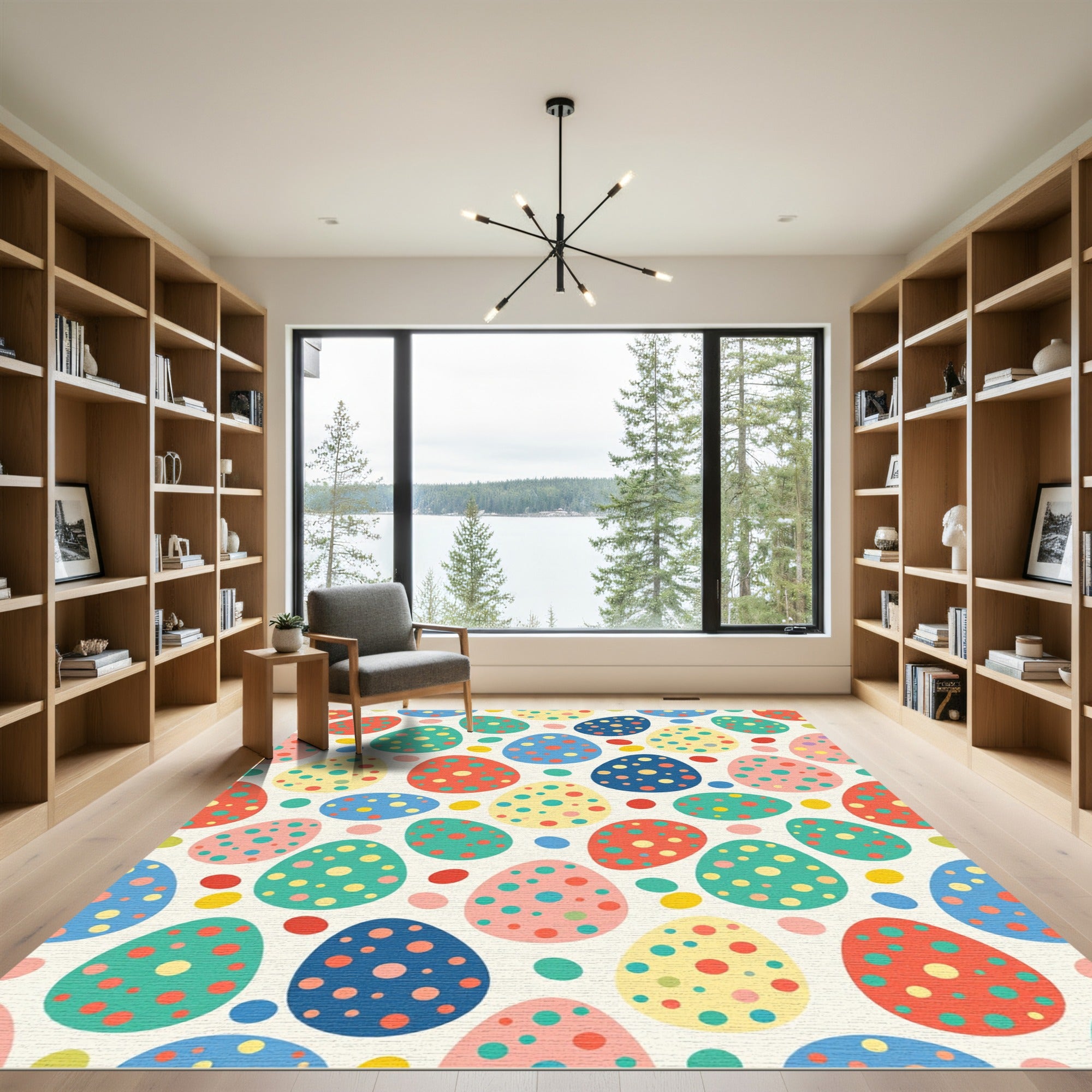 Playful Polka Dot Confetti Easter Eggs Rug