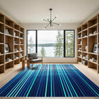 Oceanic Blue Vertical Stripe Rug