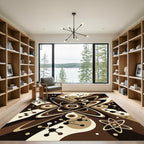 Mid Century Brown Atomic Orbit Rug