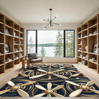 Gold Propeller Abstract Circular Design Rug