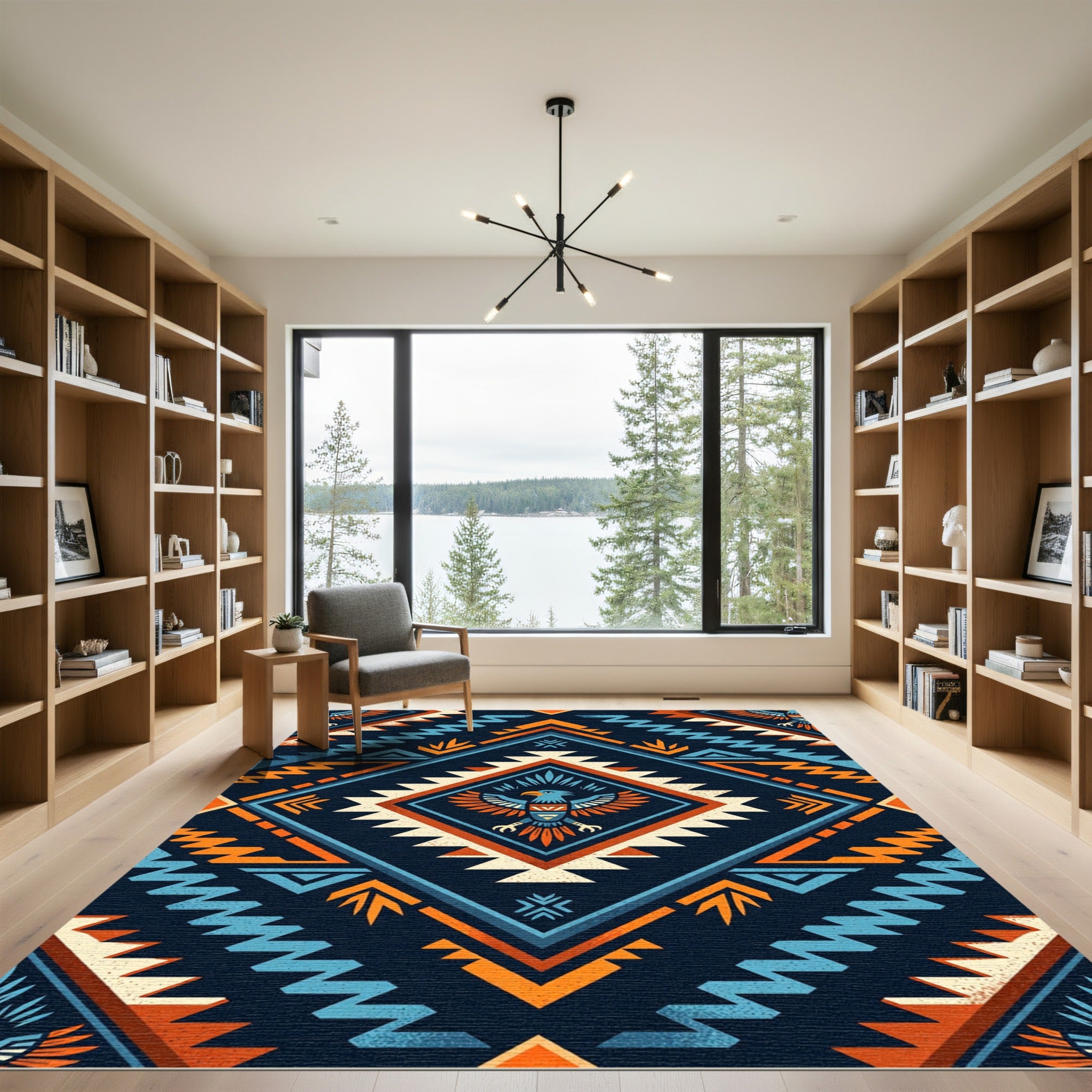 Navajo Inspired Eagle Diamond Pattern Rug