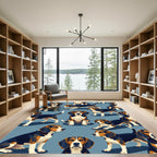 Playful Tricolor Beagle Dog Portraits Rug