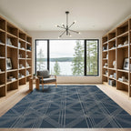 Deep Blue Intersecting Lines Rug