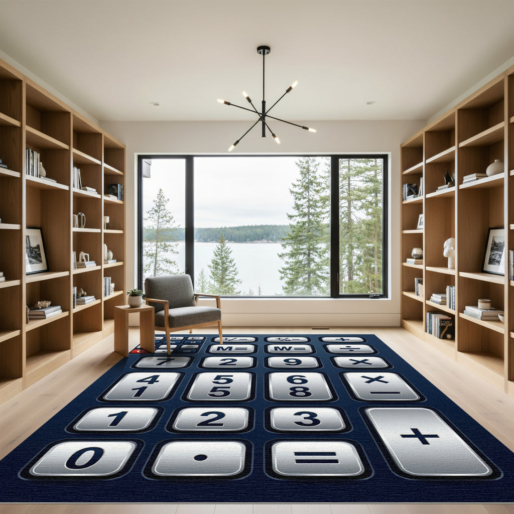 Modern Metallic Digital Calculator Grid Rug