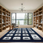 Modern Metallic Digital Calculator Grid Rug