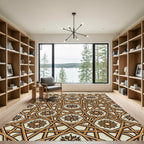 Geometric Gold Interlocking Star Hexagon Rug