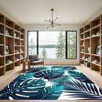 Lush Teal Tropical Monstera Palm Rug