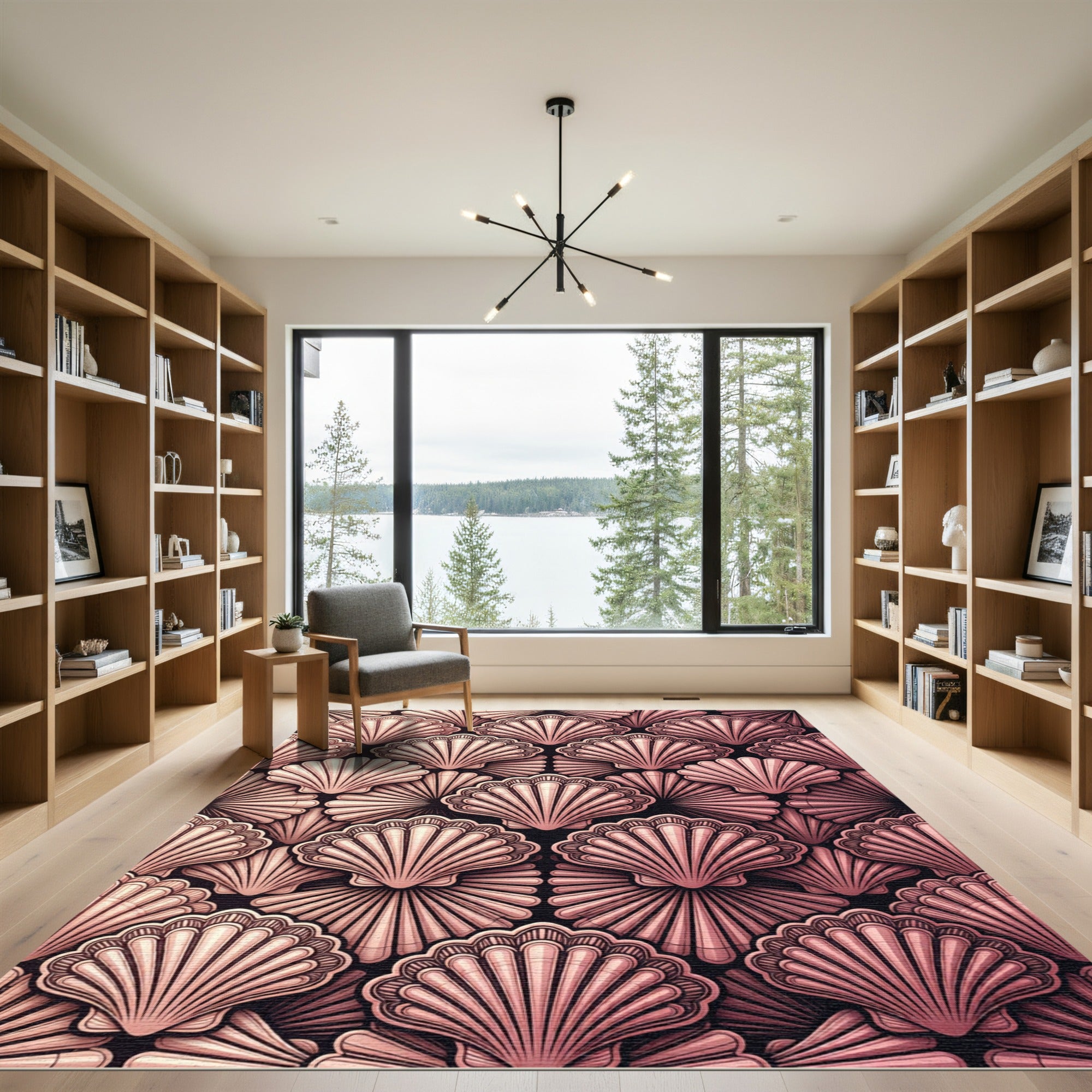 Rose Gold Scallop Fan Pattern Rug