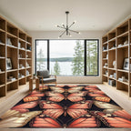 Coral Peach Butterfly Garden Rug