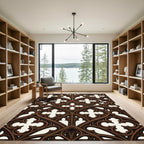 Gothic Brown Ornate Quatrefoil Lattice Rug