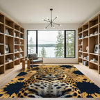 Golden Leopard Splatter Court Rug