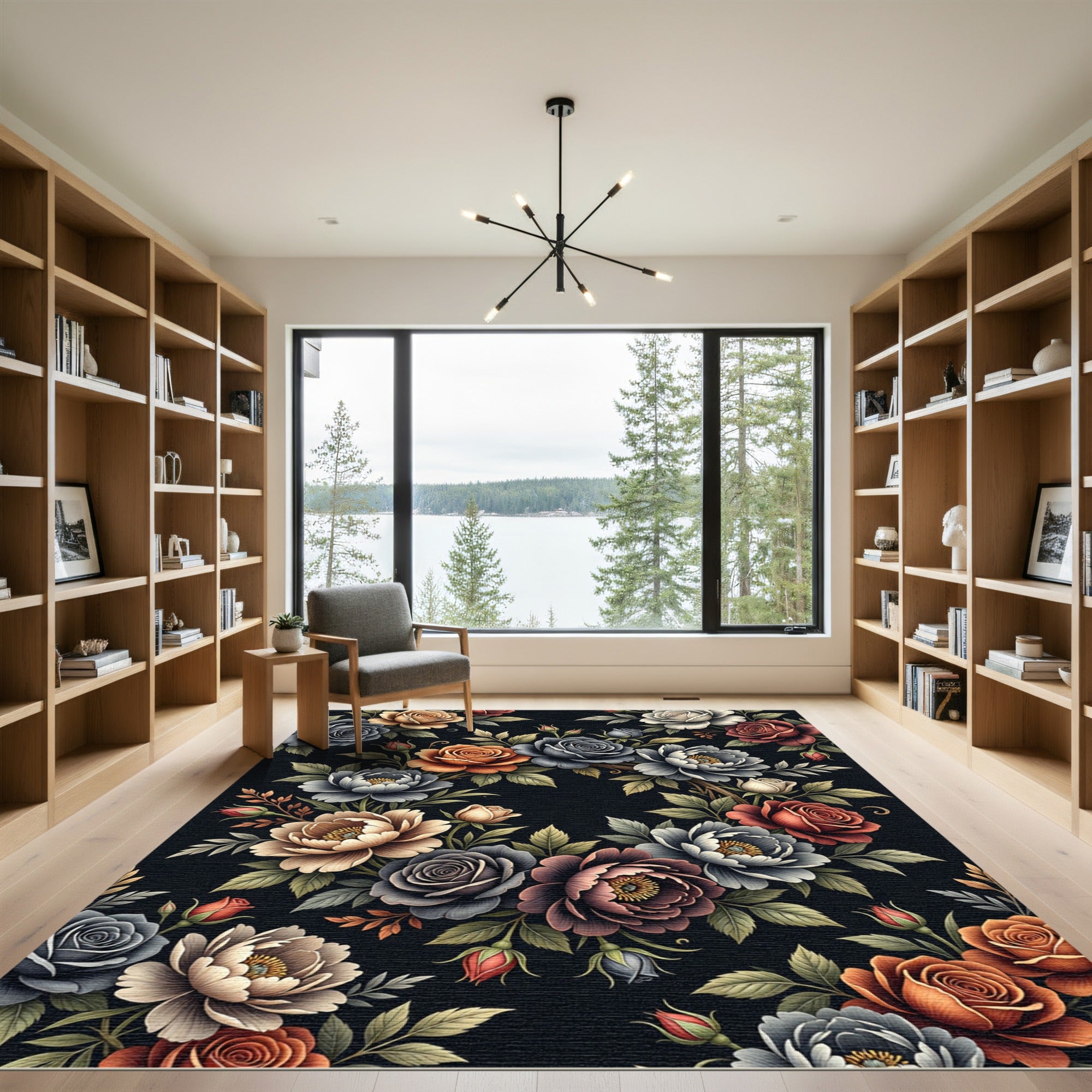 Ornate Floral Tapestry Rose Garland Rug