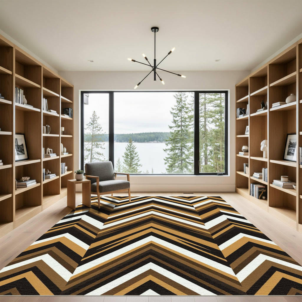 Bold Earthy Chevron Zigzag Rug
