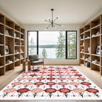Red Pink Carnation Garden Arrangement Rug