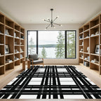 Monochrome Black White Plaid Grid Rug
