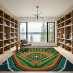 Geometric Green Baseball Field Arena Rug