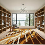 Golden Caramel and Cream Abstract Drip Rug