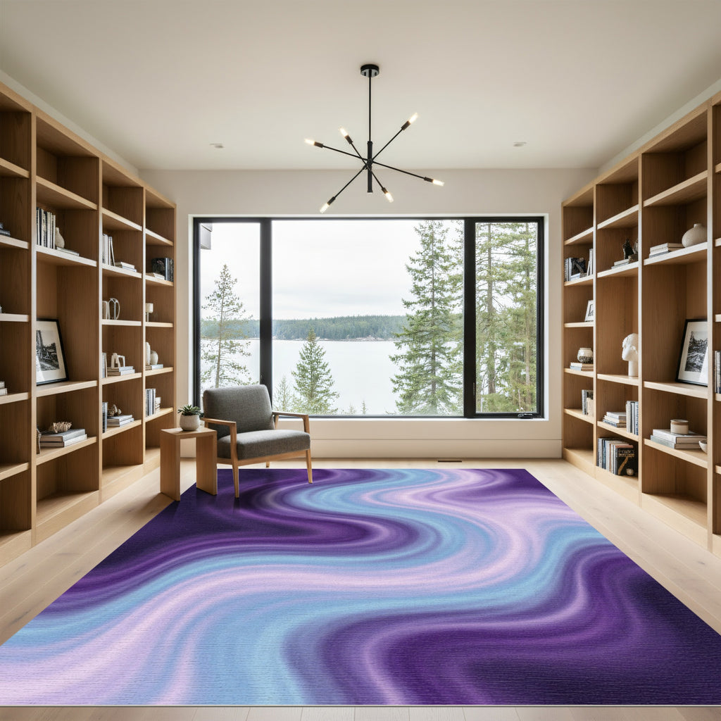 Purple Blue Swirl Marbled Rug