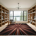 Explosion Starburst Copper Silver Rays Rug
