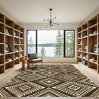 Tribal Brown Diamond Geometric Rug