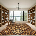 Earthy Brown Geometric Aztec Diamond Rug
