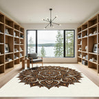 Ornate Brown Mandala Flower Radiance Rug