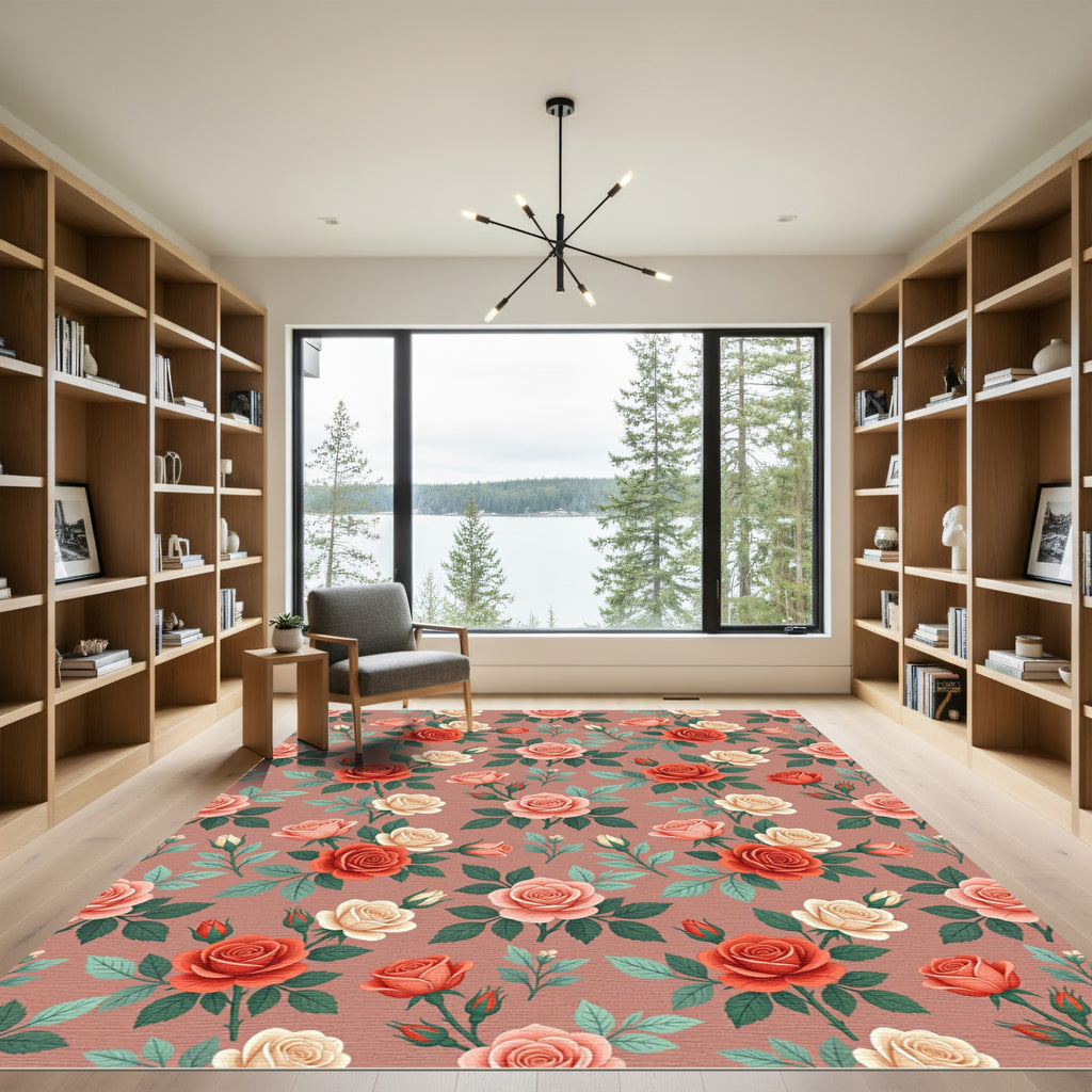Rose Garden Botanical Print Rug