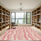 Pastel Pink Wavy Stripe Abstraction Rug