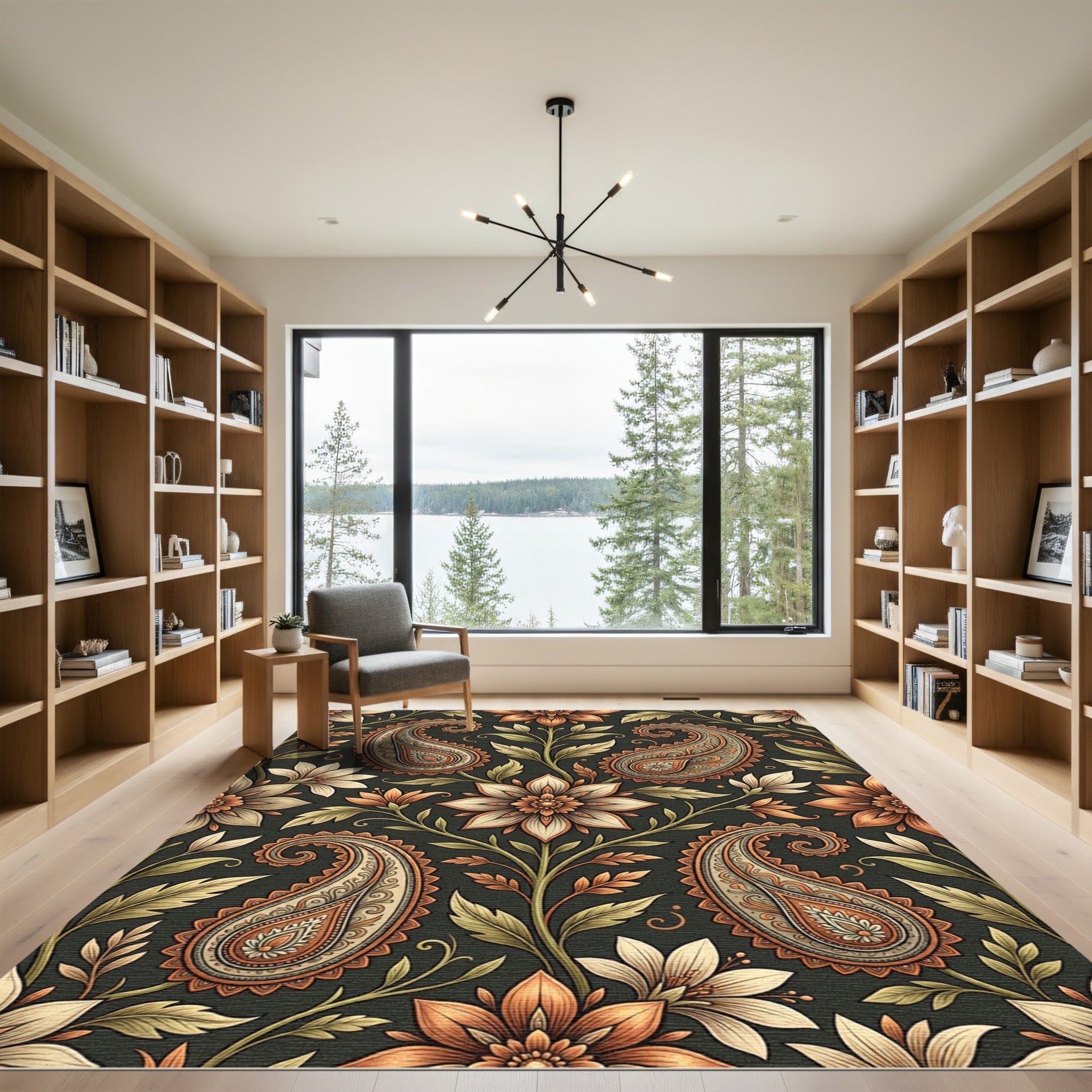 Rich Paisley Floral Botanical Illustration Rug